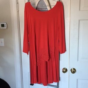 Chico Tunic with asymmetrical lace front.